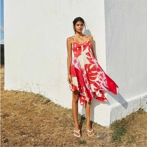 Farm Rio Red Monstera Midi Dress NWT size small